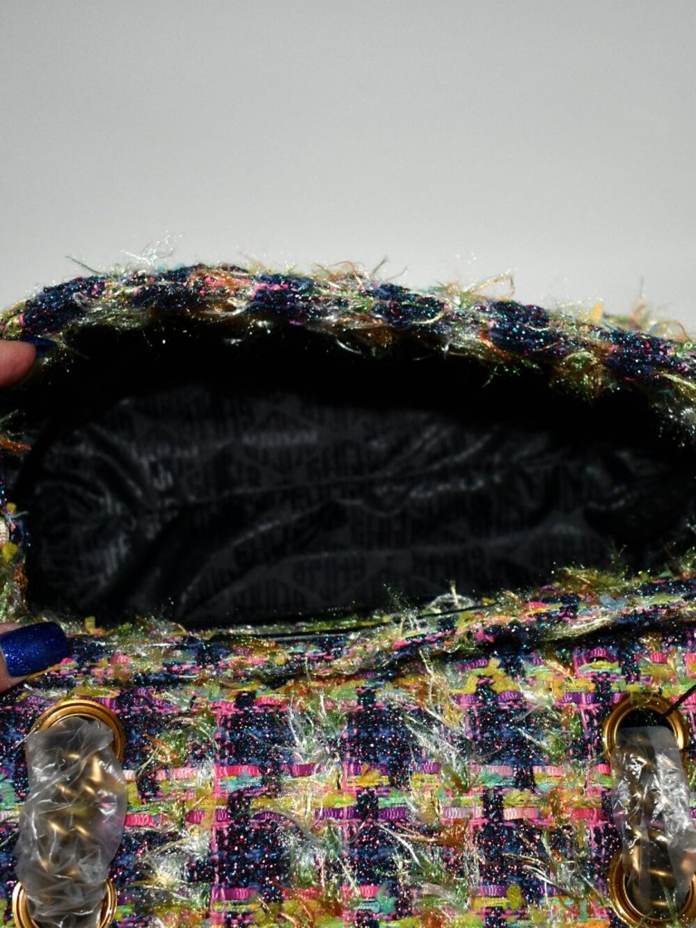 Kurt Geiger Kensington Tweed Flap Shoulder Bag in Multi #5382869609 NWT - Picture 2 of 8